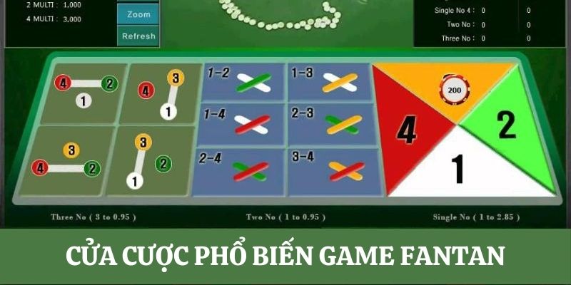 các cửa để đặt cược tại game fantan